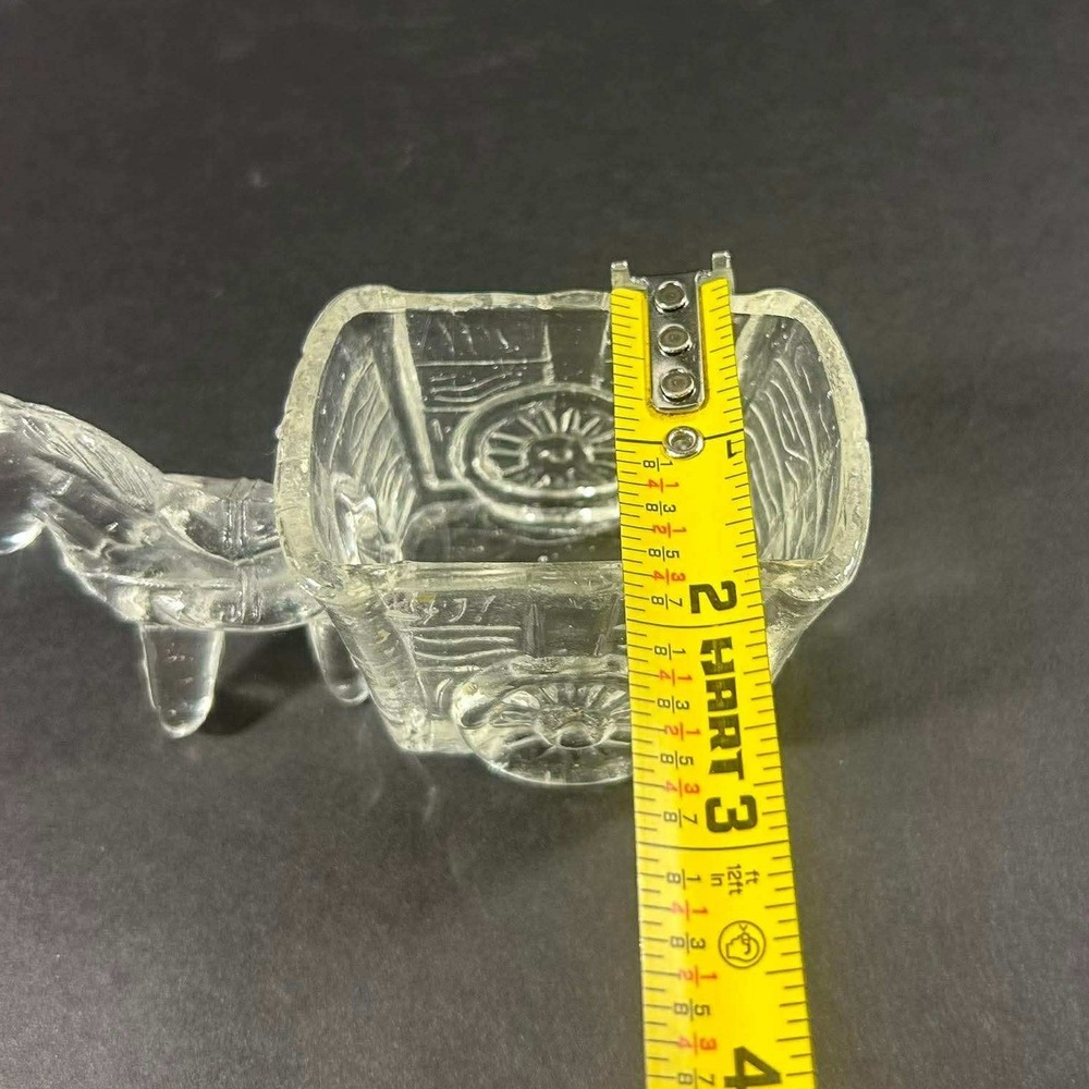 Jeanette Glass Donkey Cart Clear Toothpick Holder Vintage Pressed Glass Novelty - Picture 6 of 7